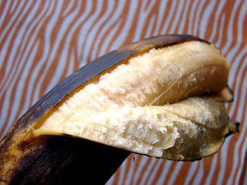 peeling ripe plantain